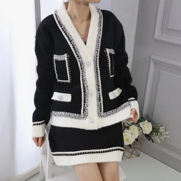 35 MADE IN EUROPE DESIGNER CHIC JACKET AND SKIRT SET - Picture 2 of 5